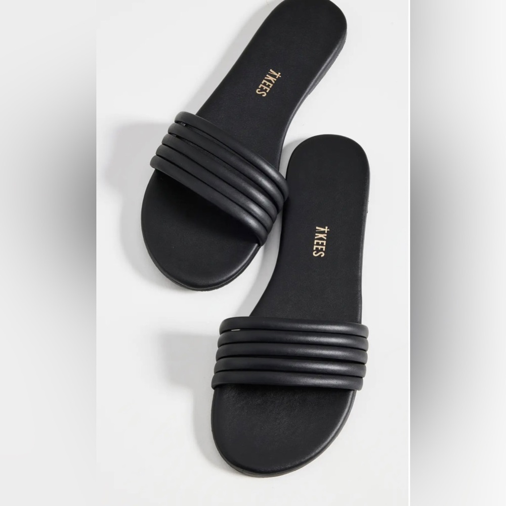 TKEES Serena slide leather sandals, women’s size 8, black